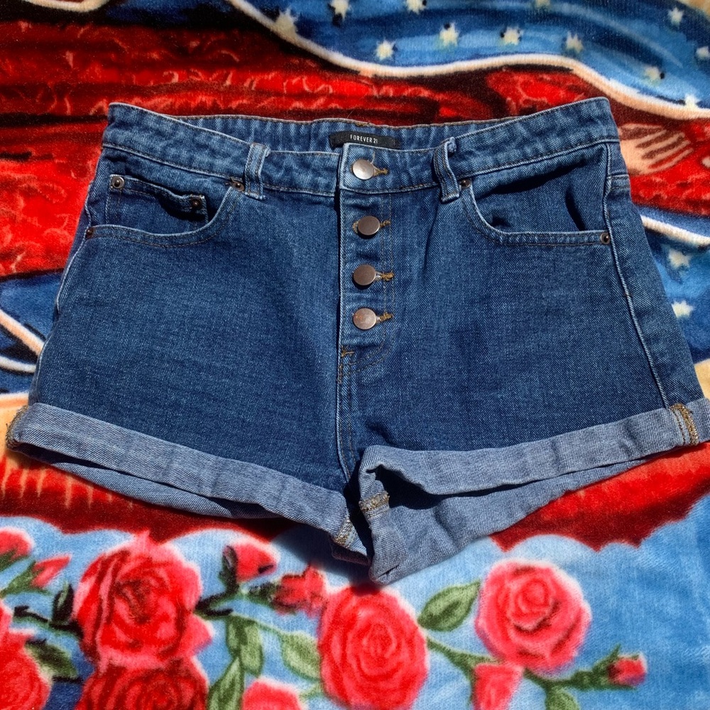 Cuffed Denim Shorts